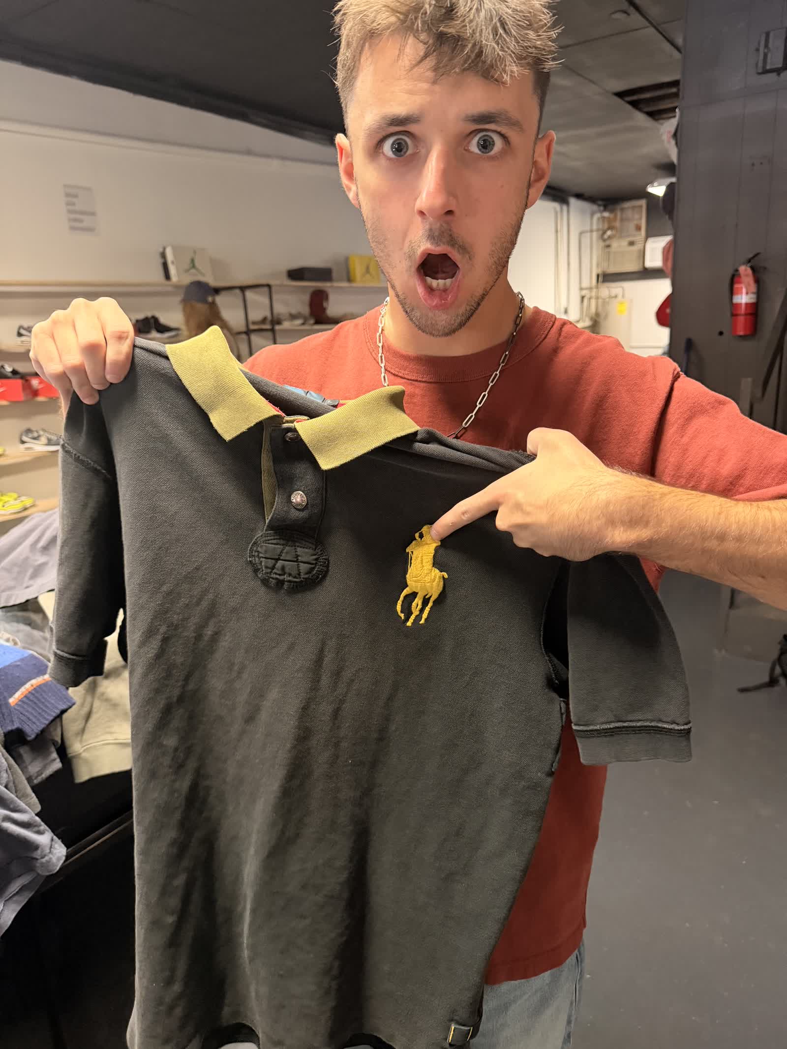 Harlan hyped about a Big Pony Polo shirt find at Nine99