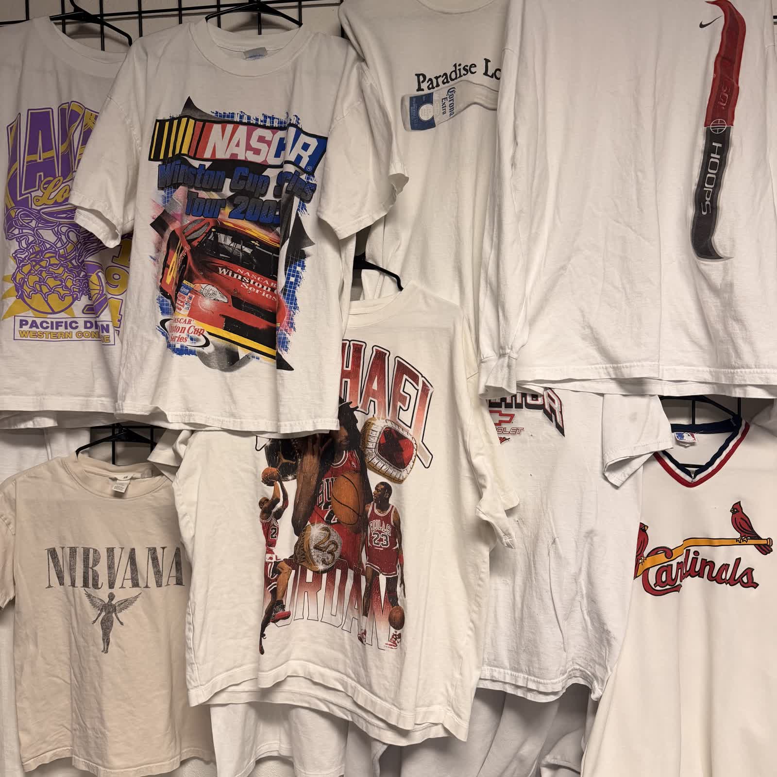 Another wall of vintage graphic tees freshly stocked at Nine99