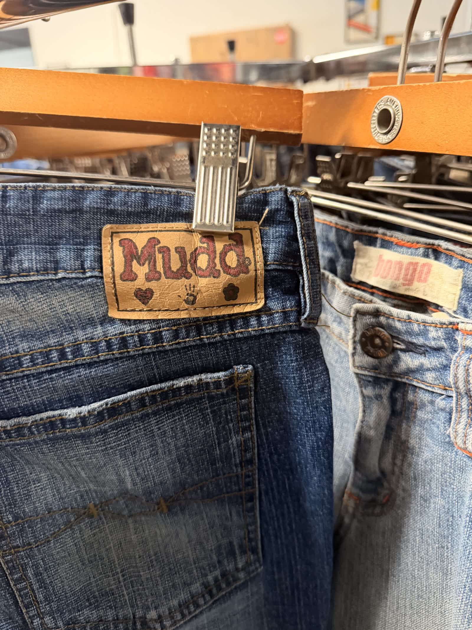 Close-up of vintage denim jeans at Nine99